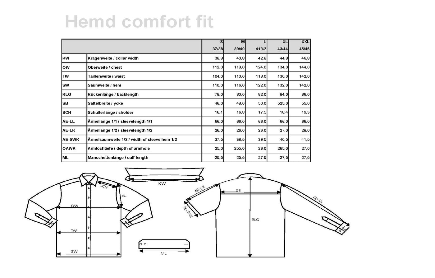 Hemd Langarm comfort fit 101337 / 610  (hellblau)